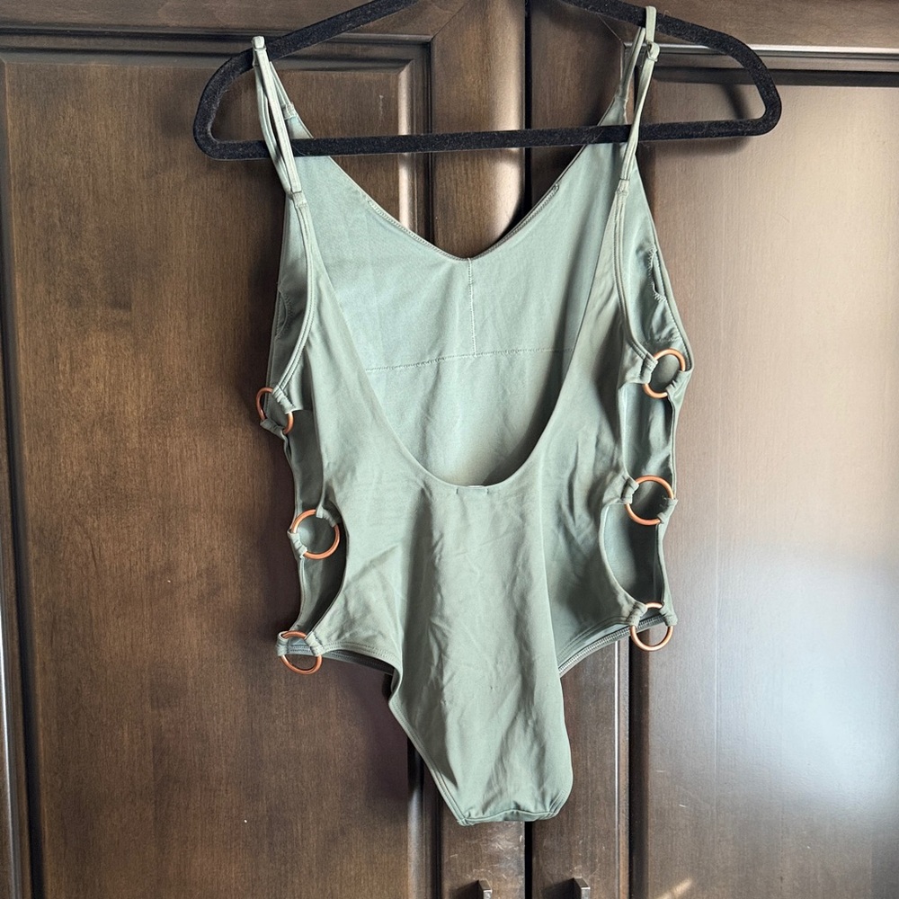 Army green khaki One-Piece Swimsuit from Aerie EUC